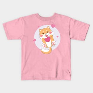 Cute Shiba Inu With Heart Kids T-Shirt